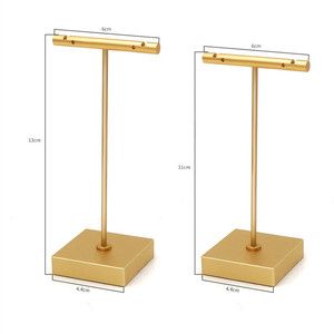 Bán buôn vàng bạc màu đen kim loại t thanh Bông tai chủ trang sức đứng Prop Bông tai hiển thị - Product Image 5