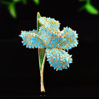 Broche en cuivre Yuanlong, turquoise, rose, bleu, fleur, légère, luxueuse, élégante, broche de costume à la mode pour femmes