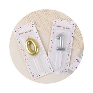 Bougies numérotées 0-9 Or et Argent, fournitures promotionnelles pour fêtes, pour la décoration de gâteaux d'anniversaire, inserts plaqués or en boîte - Product Image 1