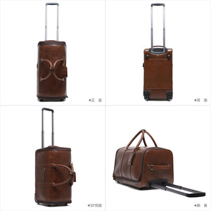 Maleta de Cuero Genuino Dujiang, Gran Capacidad, con Ruedas, Unisex, para Viajes de Negocios, Cierre de Cremallera, Cuero Vacuno de Primera Calidad - Product Image 4