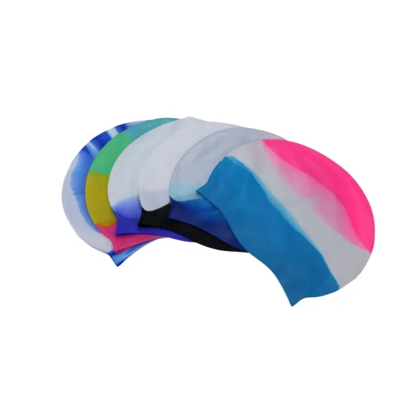공장 도매 사용자 정의 성인 팀 수영 모자 착용 인쇄 방수 수영장 액세서리 색상 실리콘 수영 모자