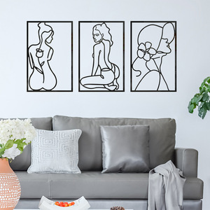 Décoration murale dorée en métal pour chambre à coucher et salon, cadre suspendu abstrait en forme <span class=keywords><strong>de</strong></span> <span class=keywords><strong>corps</strong></span> <span class=keywords><strong>de</strong></span> <span class=keywords><strong>femme</strong></span>, décoration murale en métal - Product Image 4