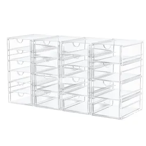 WALUE Eco-Friendly Acrylic Transparent Plastic Drawer Box High Storage Capacity Desk Organizer For Cosmetics And Jewelry