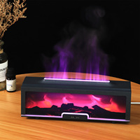 Nouveau Diffuseur d'Huiles Essentielles Transfrontalier ABS+PP 200ml, Humidificateur Ultrasonique Effet Flamme 3D, Lumière Ambiante Colorée de Bureau