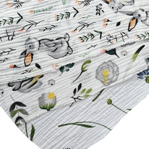 Tissu en pur <span class=keywords><strong>coton</strong></span> biologique <span class=keywords><strong>double</strong></span> crêpe imprimé en <span class=keywords><strong>gaze</strong></span> à deux couches <span class=keywords><strong>de</strong></span> mousseline écologique à impression personnalisée - Product Image 2