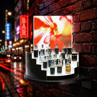 Présentoir à parfums en acrylique à base incurvée, présentoir à plusieurs niveaux avec impression rétroéclairée pour les supermarchés de détail