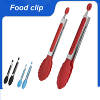 Pince alimentaire en silicone durable de 7 pouces, ustensile de cuisine, compatible micro-ondes et four, pour barbecue et service à domicile