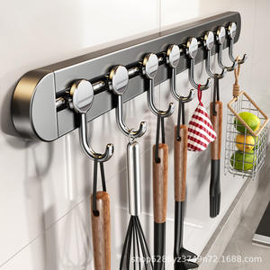 Support mural de cuisine en acier inoxydable avec 8 crochets pour le rangement de la vaisselle, design rectangulaire durable - Product Image 4