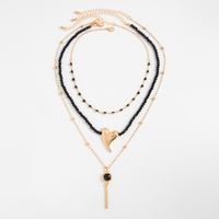 Ensemble de colliers superposés avec pendentif cœur et pendentif en Y, style audacieux et élégant, pour femmes, colliers ras-du-cou perlés empilables, accessoires de bijouterie