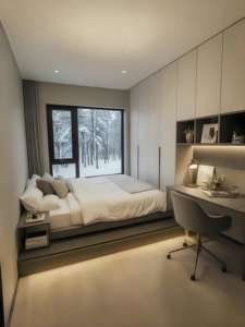 Lit superposé en bois moderne et personnalisé avec toboggan pour meubles de chambre d'enfants avec rangement pour hôtel salon appartement - Product Image 2