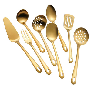 Louche à Soupe Dorée En Acier Inoxydable - Grande Cuillère De Service, Design Creux Anti-brûlure - Pour Soupes, Sauces
