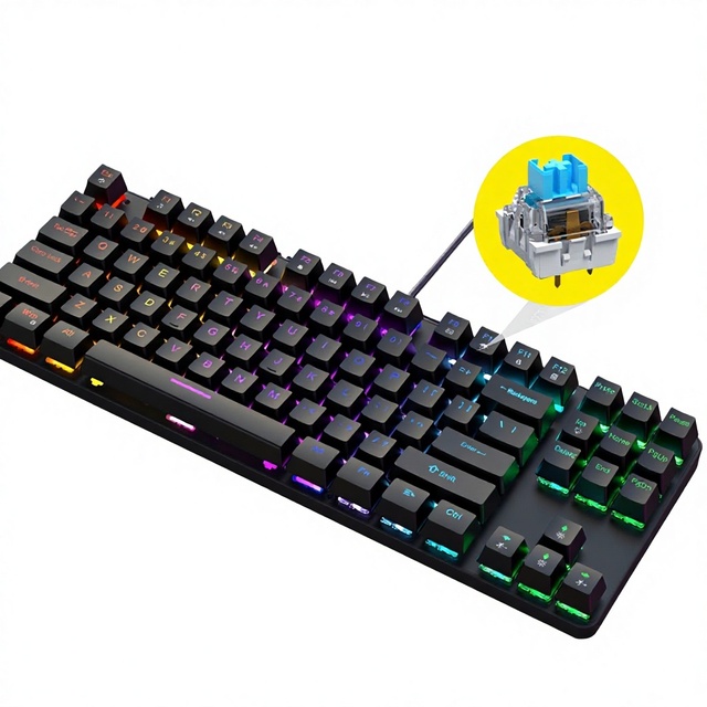 K87 Metal Mechanical Keyboard 87 Key RGB Luminous Green Shaft Waterproof Wired Game E-sports Cross-border