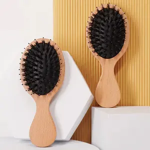 Peigne à pagaie ovale durable poils du cuir chevelu Massage brosse à cheveux coussin bambou brosse à cheveux peigne