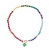 Collier Dopamine en acier inoxydable plaqué or vintage avec perles de diamant, ne se décolore pas