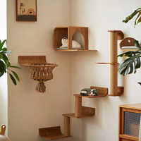Arbre à chat moderne en bois massif, tour pour chats d'intérieur, structure d'escalade personnalisable pour chats, meuble