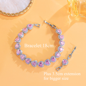 <span class=keywords><strong>Pulsera</strong></span> de tenis de lujo para mujer con circonitas cúbicas AAA de latón rosa y diseño de corazón, ideal para banquetes y reuniones, regalo de joyería de lujo. - Product Image 3