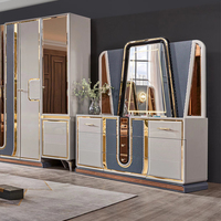 Ensemble de meubles de chambre à coucher complet en bois, lit double de luxe moderne, chambre de luxe, lit king-size