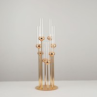 Ensemble de 8 chandeliers dorés à 8 bras, porte-bougies coupe-vent en acrylique, support de bougies, centre de table en métal pour mariage, décoration d'événements et de fêtes