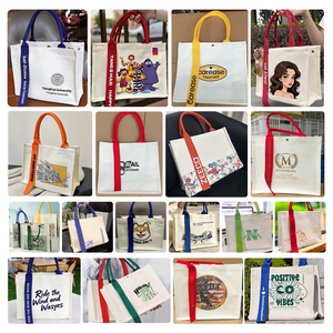Großhandel Verstärkte Weiße Einkaufstaschen Wiederverwendbare Große Taschen für Mädchen mit Seilgriffen Beschichtete Niedliche Individuelle Shopper-Handtasche - Product Image 3