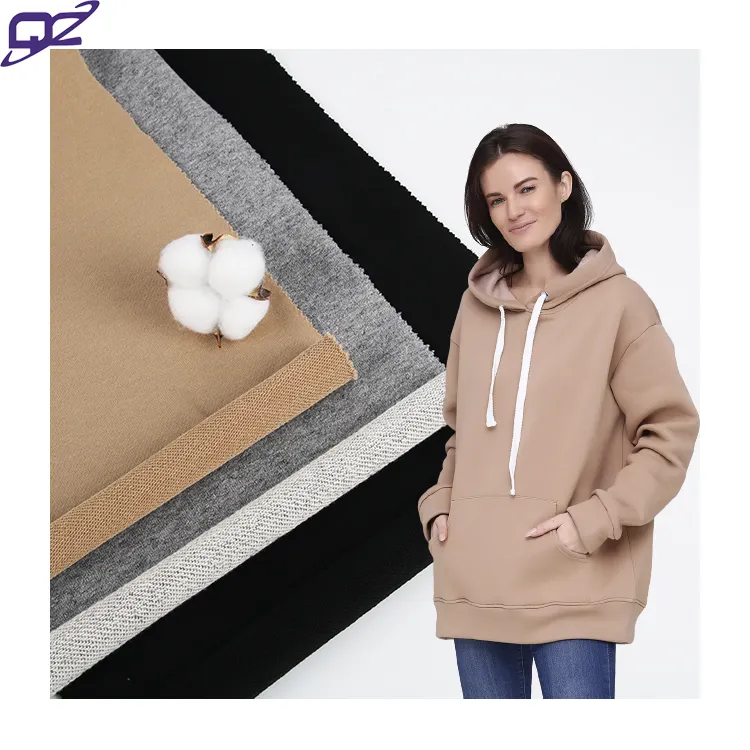 Tùy chỉnh 320gsm CVC 60 Cotton 40 Polyester pháp Terry vải dệt kim cho quần áo Hoodie Áo khoác Tops