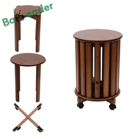 Ensemble personnalisé de 4 tabourets de bar multifonctionnels en bambou Table basse ronde en bois Style minimaliste pour chambre à coucher