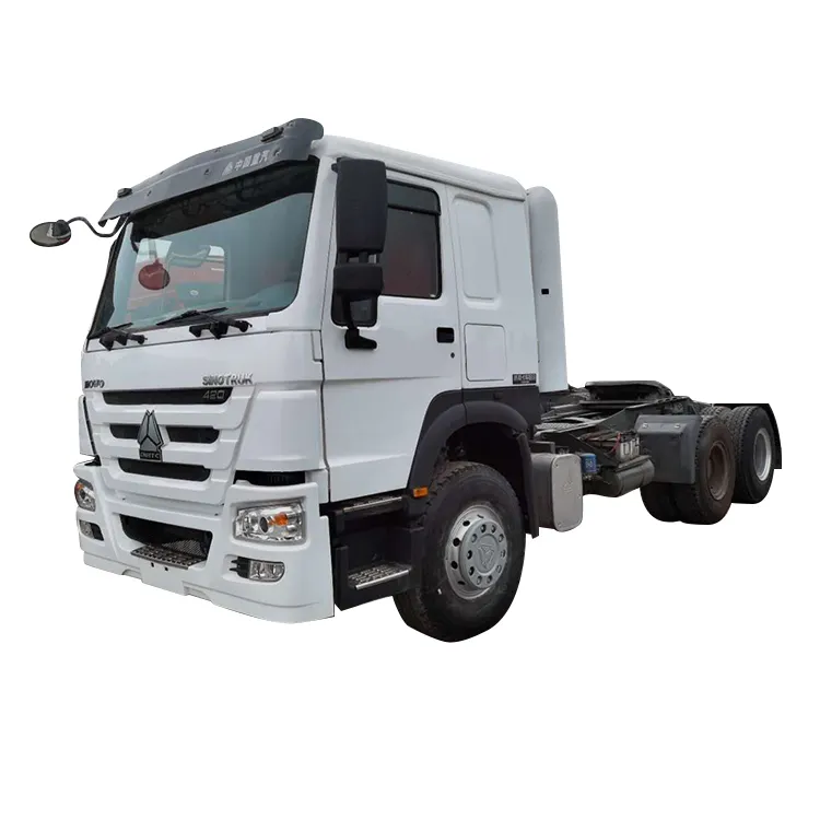 Sinotruk ใช้ 6x4 พวงมาลัยซ้าย Howo 371 375 รถบรรทุกรถแทรกเตอร์แบบแมนนวลดีเซลพร้อมเครื่องยนต์ Weichai