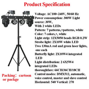 Faro LED da 300W per DJ, Barra LED Professionale <span class=keywords><strong>con</strong></span> Sistema di Movimento, Faro LED RGBW a Testa Mobile, Luce Laser a Farfalla, Luci Sceniche per DJ - Product Image 3