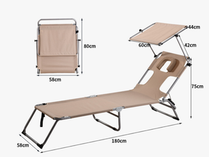 Tumbonas Plegables Personalizadas de Fábrica con Toldo Ajustable, Silla Reclinable Portátil de Alta Resistencia para Playa, Patio y Exteriores - Product Image 3