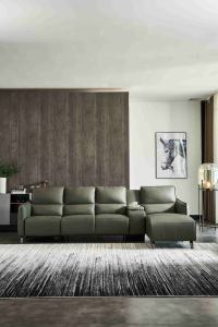 โซฟาหนังแท้รูปตัวแอลปรับเอนด้วยไฟฟ้าแบบยืดหดได้ พร้อมรีโมทคอนโทรล ดีไซน์ทันสมัย โครงโลหะ - Product Image 5