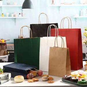 Sac d'emballage en papier kraft en gros, sac de shopping artisanal brun et blanc, sac d'emballage en papier kraft avec logo personnalisé - Product Image 3