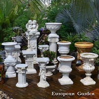 Pot bunga minimalis Eropa antik ornamen kolom Romawi taman halaman balkon properti pernikahan Dekorasi dasar penanam