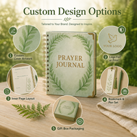 Carnet de Prières Personnalisé à Spirale, Couverture Couronne de Feuilles Vertes, Pages Intérieures Gratitude Matinale avec Dorure à Chaud, OEM ODM Vente en Gros
