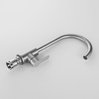 Robinet de cuisine commercial en acier inoxydable à trou unique Mélangeur d'eau chaude/froide Pulvérisation à 360 degrés Design pivotant à levier unique
