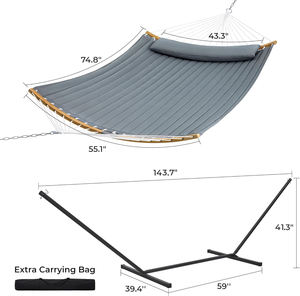 मजबूत स्टील के साथ भारी-ड्यूटी 2-व्यक्ति हैममॉक बिस्तर के लिए अलग-अलग तकिया खड़ा है - Product Image 3