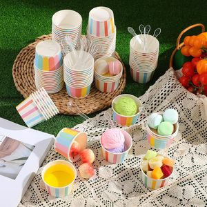 Gobelet à crème glacée rond de 3 oz à 12 oz, gobelet en papier jetable avec logo personnalisé, couvercle en dôme, récipient à dessert écologique - Product Image 5