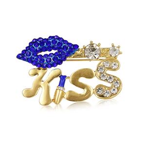 卸売ブローチバレンタインファッション赤セクシーリップキス口紅セーターショールスカーフカラフルラインストーンクリスタルブローチピン - Product Image 3