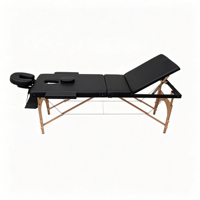 Table de massage pliable à 3 sections avec cadre en bois, hauteur réglable et repose-visage