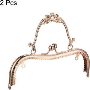Uxcell Metal <b>Purse</b> Frames Pcs Kiss Lock Clasp Frame Embossed Clutch Frame With Handle For Coin <b>Purse</b> Sewing Bag Making DIY Craft - Product Image 3