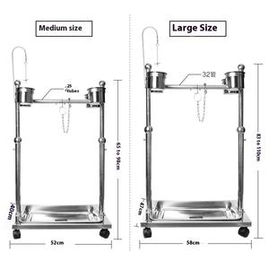 Petit support ornemental pour oiseaux Support pour perroquet en acier inoxydable avec chaîne de pied Fournitures pour oiseaux de compagnie - Product Image 5