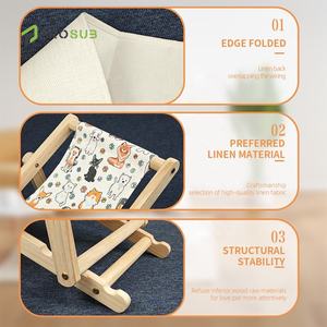 Prosub Custom Logo Sublimate Cat Leinen bett Faltbare Liege Massivholz Katzen sofa Schlafs tuhl Verstellbares Sublimations-Haustier bett - Product Image 3