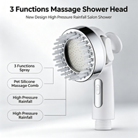 Pommeau de Douche Haute Pression 3 Fonctions avec Peigne de Massage en Silicone pour Salon et Bain d'Animaux