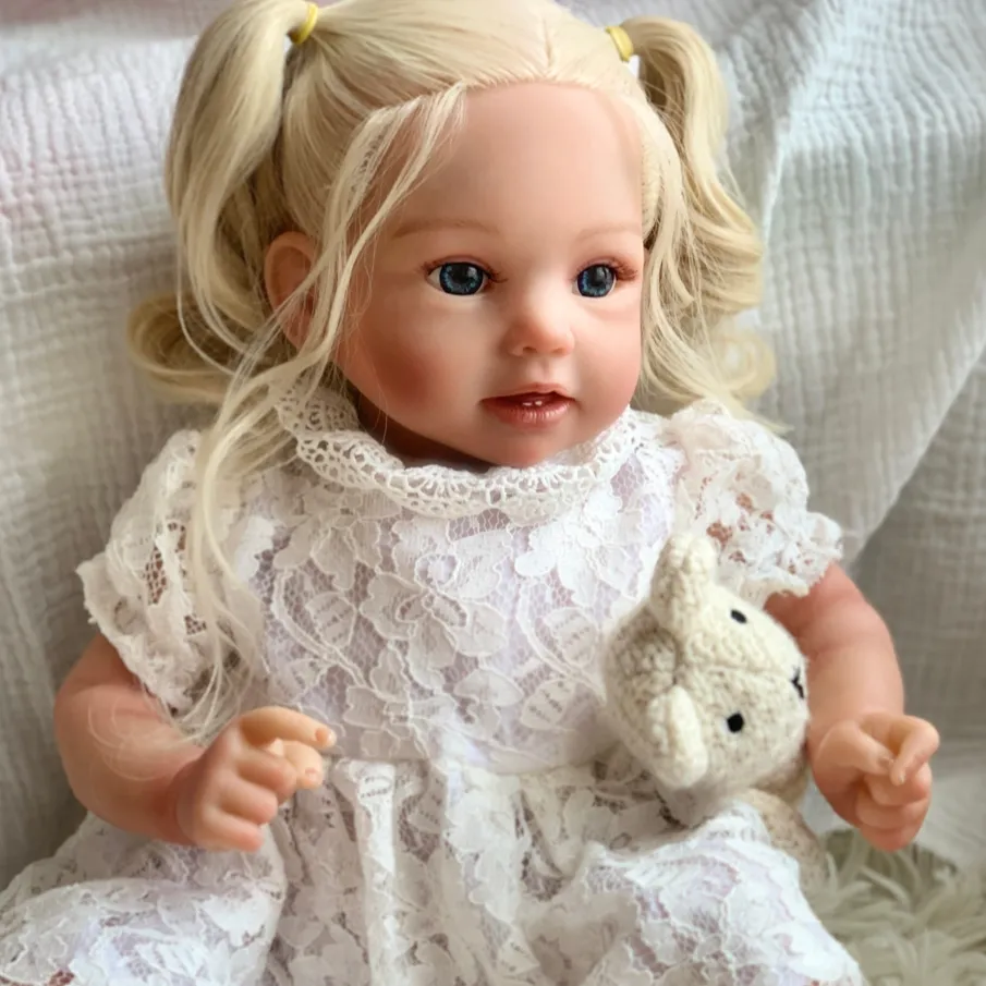 R & B boneka bayi silikon, inci boneka bayi baru lahir bahan serat vinil pemberat badan hadiah ulang tahun untuk 3 +