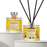 Ensemble de diffuseurs à roseaux de luxe de 150 ml, flacon en verre cylindrique côtelé vide pour huile essentielle avec boîte cadeau haut de gamme personnalisée