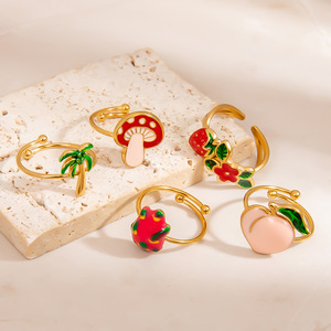 Plant Pattern Stainless Steel <b>Ring</b> <b>Open</b> Design For Women Gift Jewelry - Product Image 4