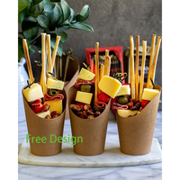 Gaufre à bulles jetable écologique, tasse de grattage de frites, couleur marron noir emballage de confiserie, gobelets en papier à emporter