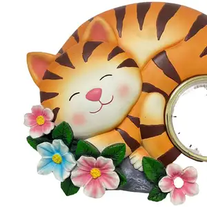 Customizable Resin Cute Orange Cat Decoration Wall Clock