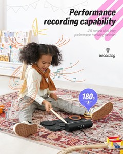Batterie électronique Donner 7 pièces, design silencieux et enroulable, haut-parleur intégré, 40 leçons <span class=keywords><strong>de</strong></span> batterie, cadeau pour enfants pour les fêtes/Noël/anniversaire - Product Image 6