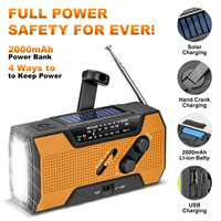 Nieuwe design AM/FM/NOAA weerradio met 3 LED zaklamp, handkruk, noodtelefoon, zonne-/USB-oplader, wekker, speaker, geschikt voor buitengebruik