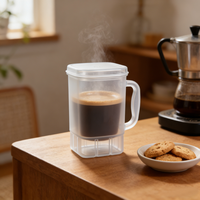 Mug à café en silicone de qualité alimentaire sans BPA avec couvercle et poignée, incassable, réutilisable, tasse à thé de bureau pour boissons chaudes et froides