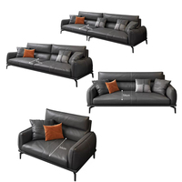 Ensemble de salon moderne minimaliste et écologique en cuir PU durable, canapé sectionnel carré en similicuir rembourré